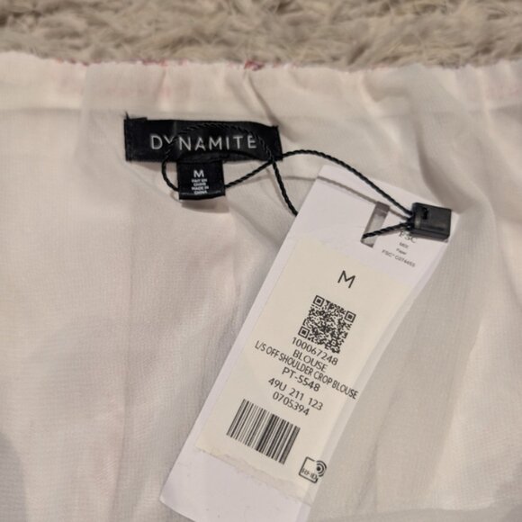 NWT Dynamite satin long sleeve off the shoulder  crop top blouse - Picture 5 of 5